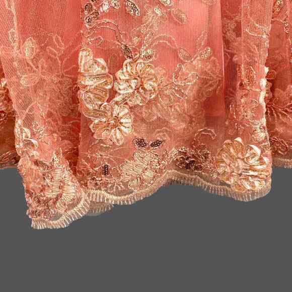 Formal Gown Dress 2XL Floral Lace Maxi Prom Pink Sweatheart Neck Glam Princess - Picture 7 of 11